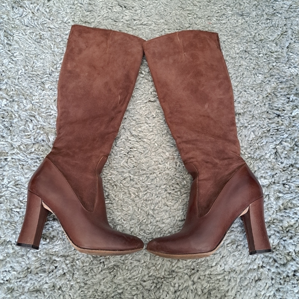 Cole Haan | Chocolate brown sued & heeled leather boots